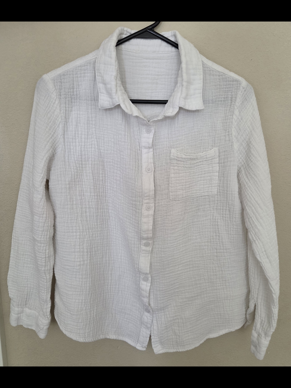 Women's White Button-Up Gauze Shirt